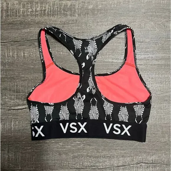 Victoria's Secret VSX Racerback Sports Bra, Black and Pink Zebra, Size S - Picture 3 of 8